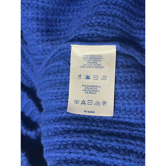 Lands' End Women's Knit Cable Turtleneck Sweater Blue Midweight Sz 2X - Picture 4 of 6